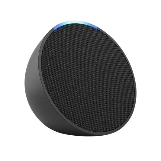 Echo Pop Parlante inteligente y compacto con sonido definido y Alexa versión internacional con adaptador de corriente (15 W) de Estados Unidos (Carbón)