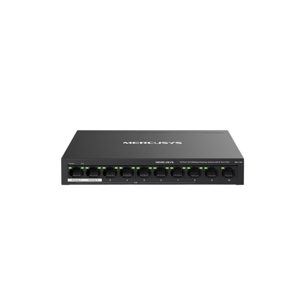 TP-LINK MS110P Switch de escritorio de 10 puertos 10/100Mbps con PoE+ de 8 puertos