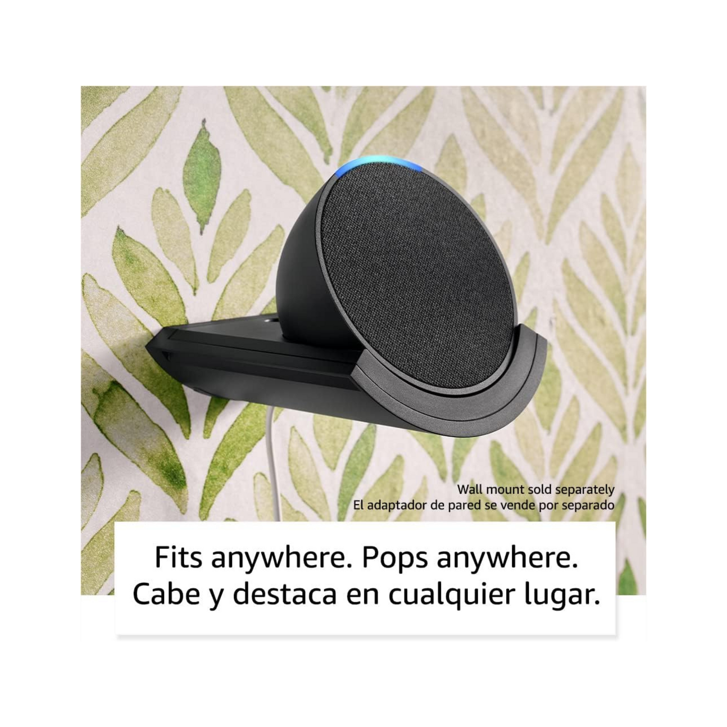 Echo Pop Parlante inteligente y compacto con sonido definido y Alexa versión internacional con adaptador de corriente (15 W) de Estados Unidos (Carbón)