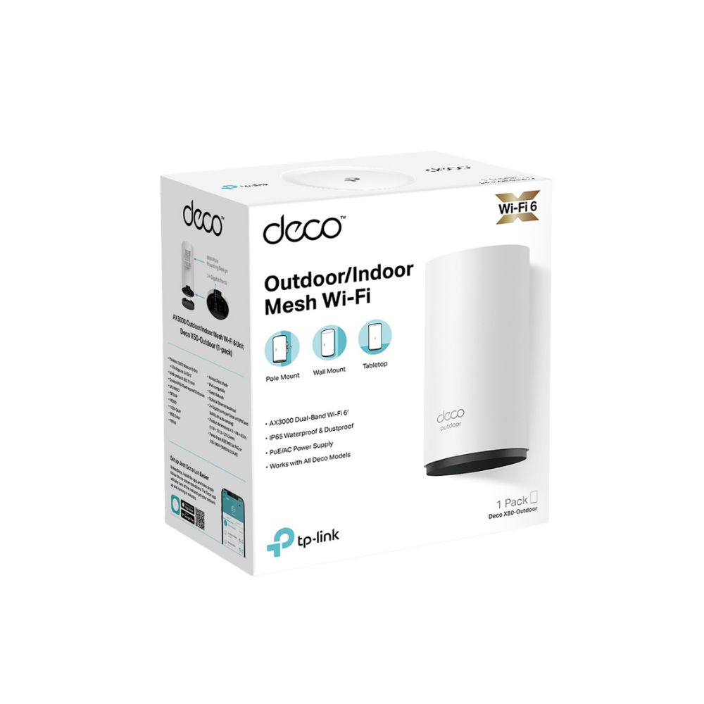 DECO TP-LINK DECO X50 OUTDOOR WI-FI 6 MESH AI AX3000 IP65 POE 1-PACK WHITE