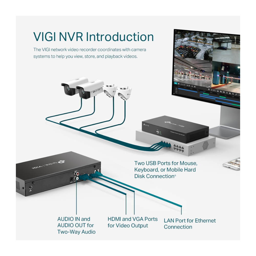 GRABADOR DE VIDEO NVR VIGI 1008H 8 CANALES