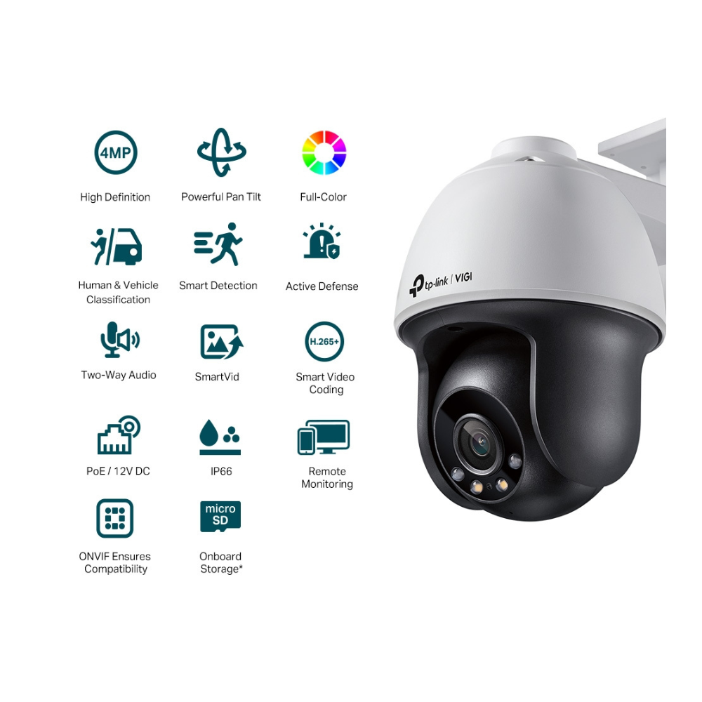 CAMARA IP VIGI PT 4MP POE FULL COLOR AUDIOBIDIRECCIONAL