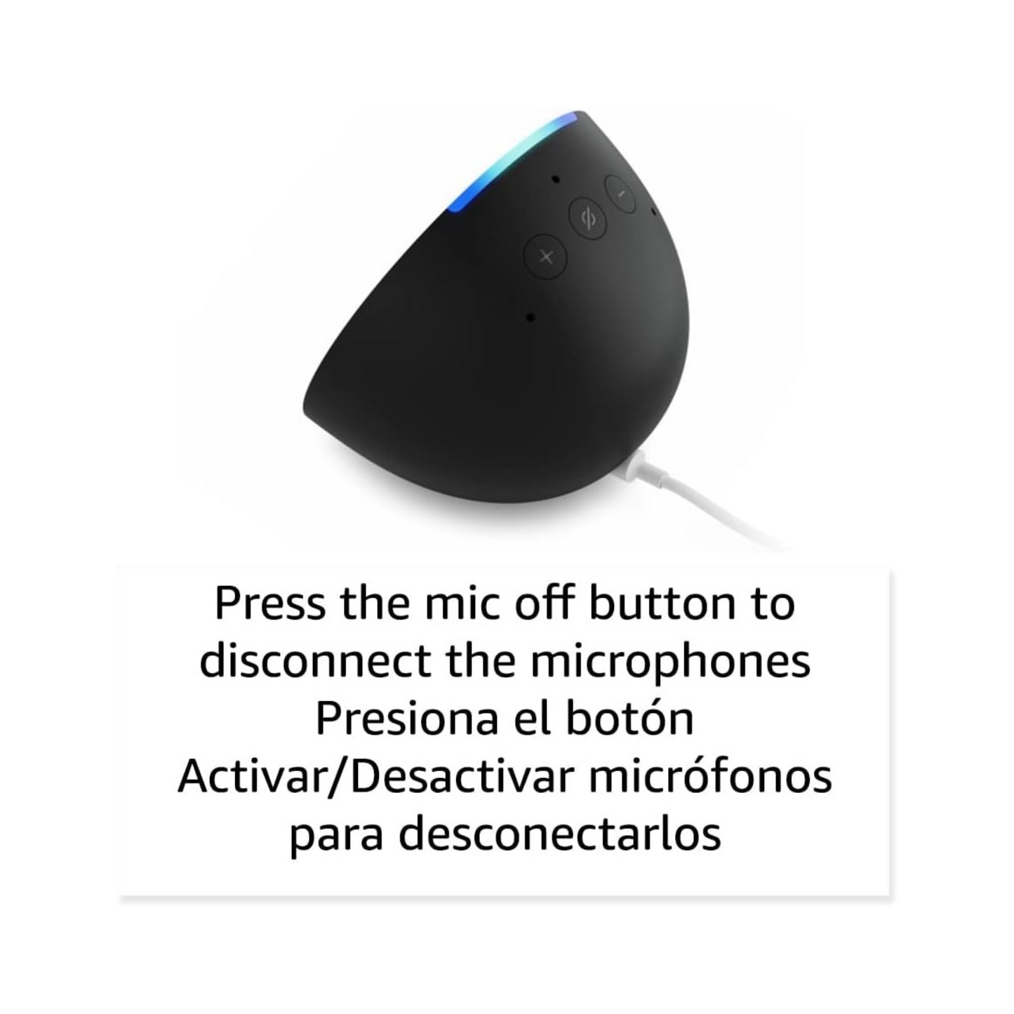 Echo Pop Parlante inteligente y compacto con sonido definido y Alexa versión internacional con adaptador de corriente (15 W) de Estados Unidos (Carbón)