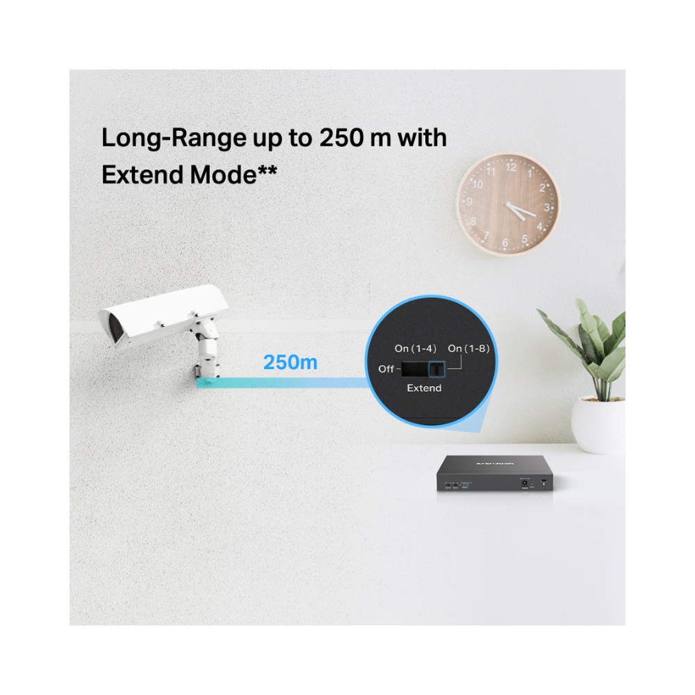 TP-LINK MS110P Switch de escritorio de 10 puertos 10/100Mbps con PoE+ de 8 puertos