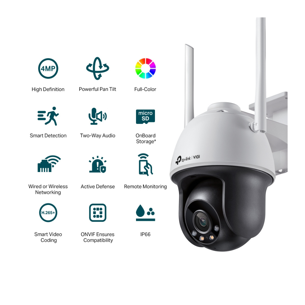 Cámara PT IP VIGI Full Color para exterior de 4MP (Wi-Fi)
