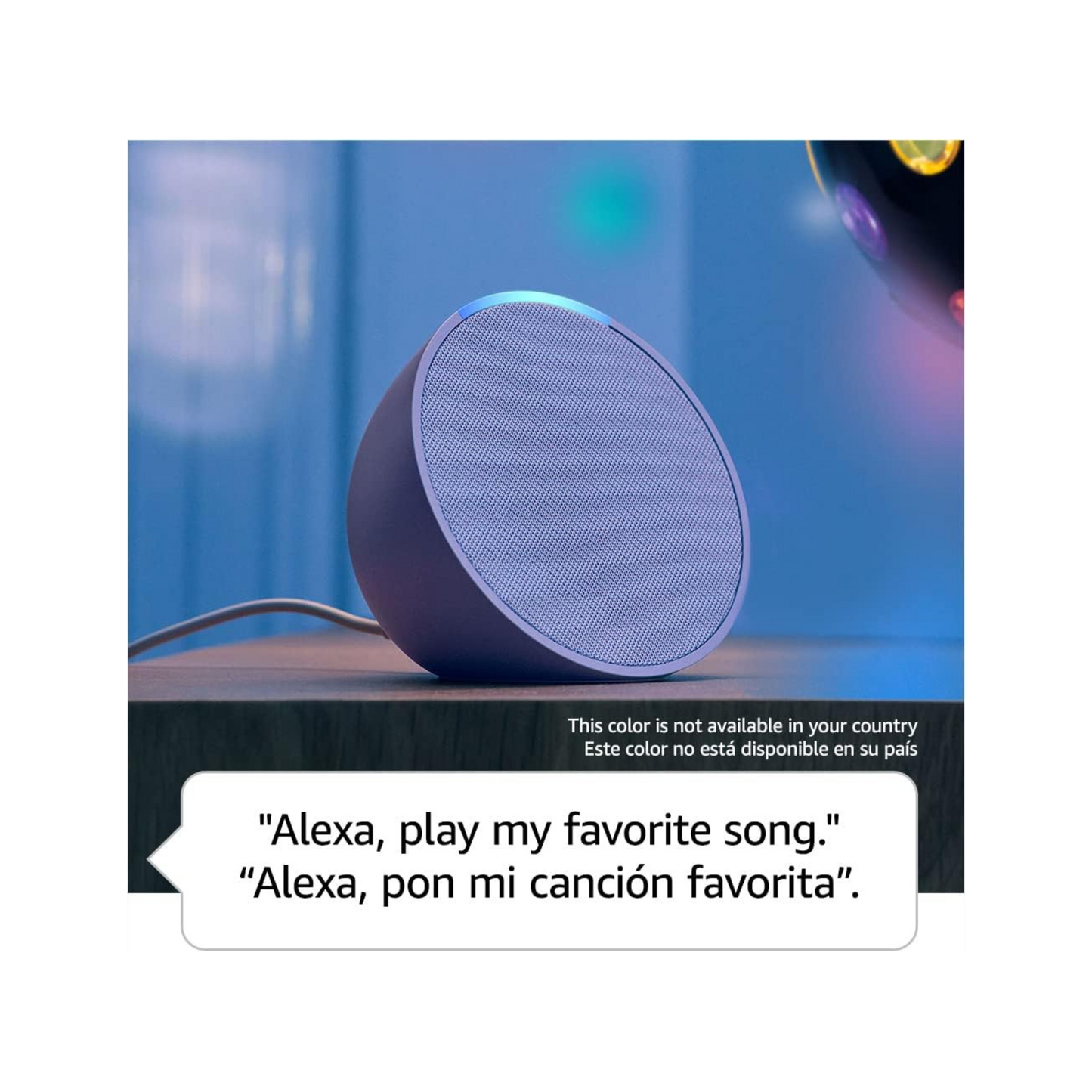 Echo Pop Parlante inteligente y compacto con sonido definido y Alexa versión internacional con adaptador de corriente (15 W) de Estados Unidos (Carbón)
