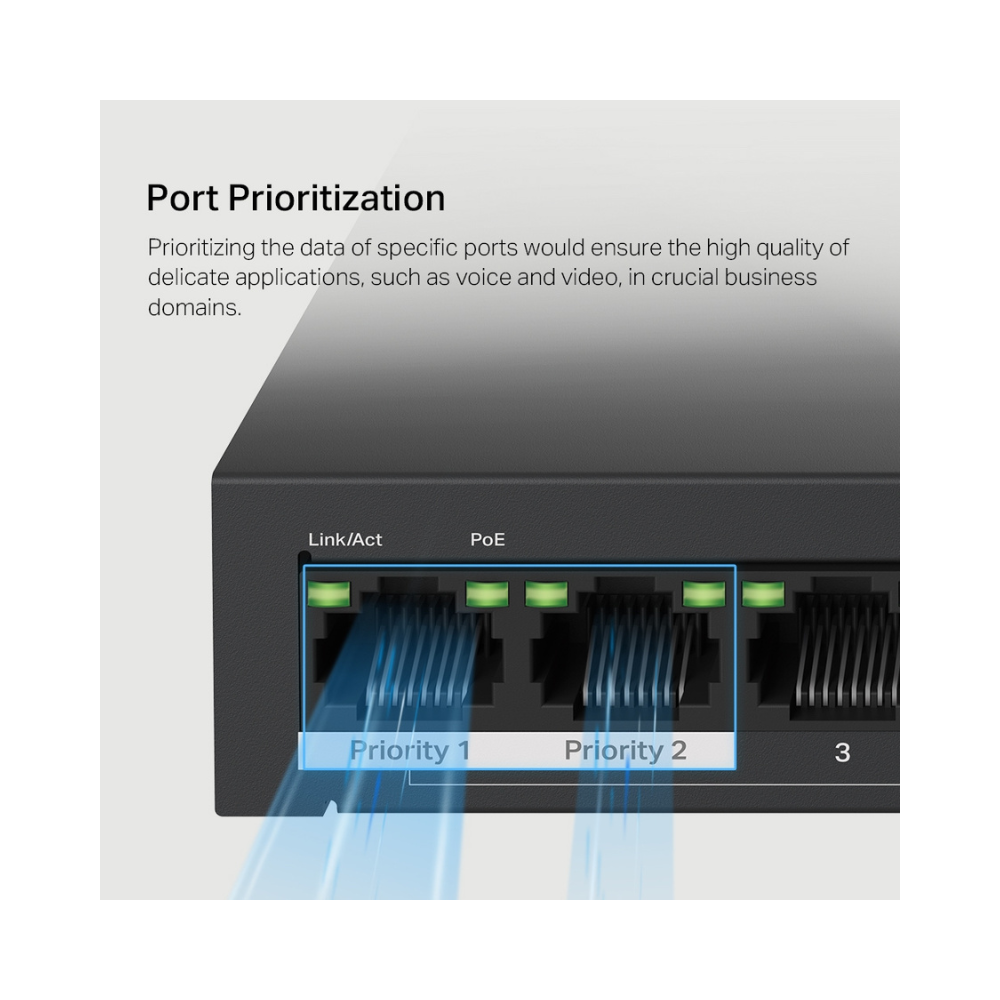 TP-LINK MS110P Switch de escritorio de 10 puertos 10/100Mbps con PoE+ de 8 puertos