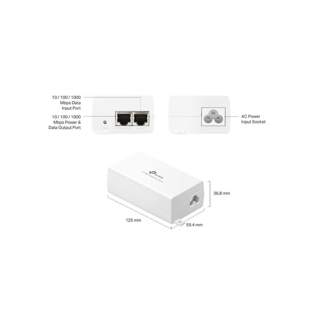 TP-LINK TL-PI30G | INYECTOR GIGABIT POE+ IEEE 802.3AT/AF | ADAPTADOR NO POE A POE | SUMINISTROS DE HASTA 30 W | PLUG & PLAY | MONTAJE EN ESCRITORIO/PARED | ALIMENTACIÓN A TRAVÉS DE ETHERNET |