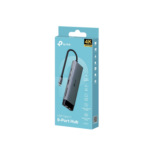 UH9120C Hub USB-C 9 en 1 con Puerto HDMI 4K@60Hz, Ranuras para SD y microSD y Carga Rápida