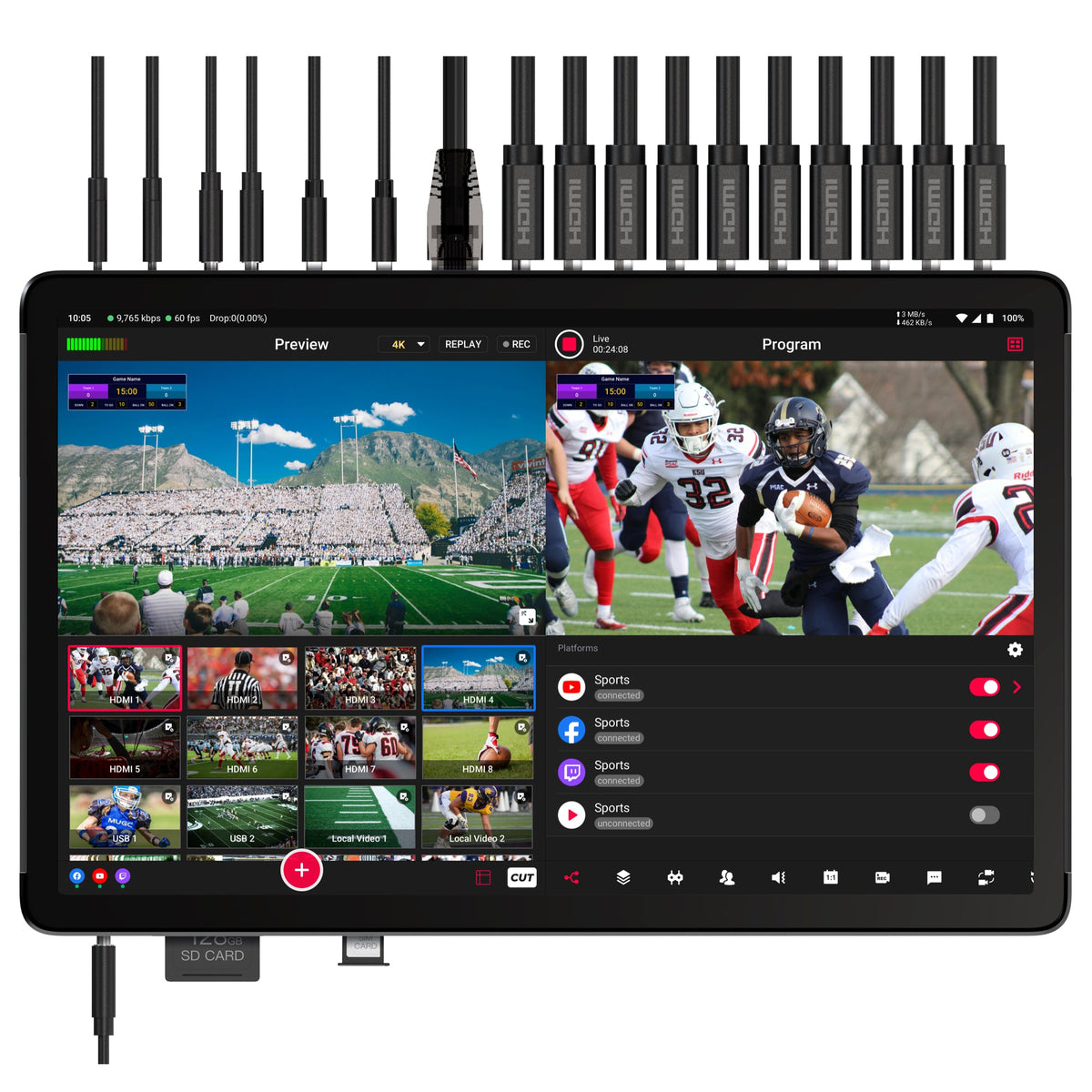YoloLiv YoloBox Extreme switcher de 8 entradas HDMI con pantalla OLED