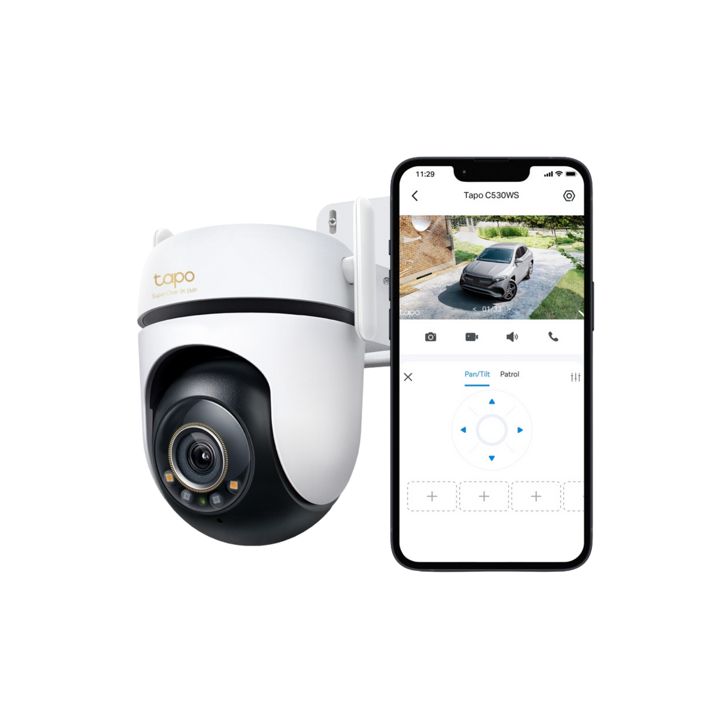 Tapo C530WS Cámara de Vigilancia Wi-Fi de 360 Grados para Exteriores con Vista 3K y Detección IA Avanzada