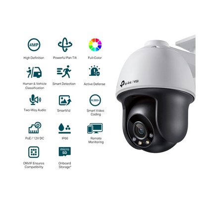 CAMARA IP VIGI PT 4MP POE FULL COLOR AUDIOBIDIRECCIONAL