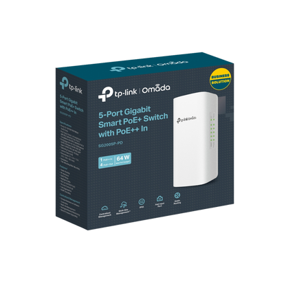 TP-LINK OMADA SG2005P-PD | CONMUTADOR ETHERNET GIGABIT POE DE 5 PUERTOS PARA EXTERIORES | 1 POE++ IN@90W, 4 POE+ DE SALIDA HASTA 64 W | IP55, ENRUTAMIENTO ESTÁTICO, LISTA DE CONTROL DE ACCESO, QOS