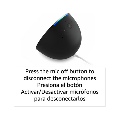 Echo Pop Parlante inteligente y compacto con sonido definido y Alexa versión internacional con adaptador de corriente (15 W) de Estados Unidos (Carbón)