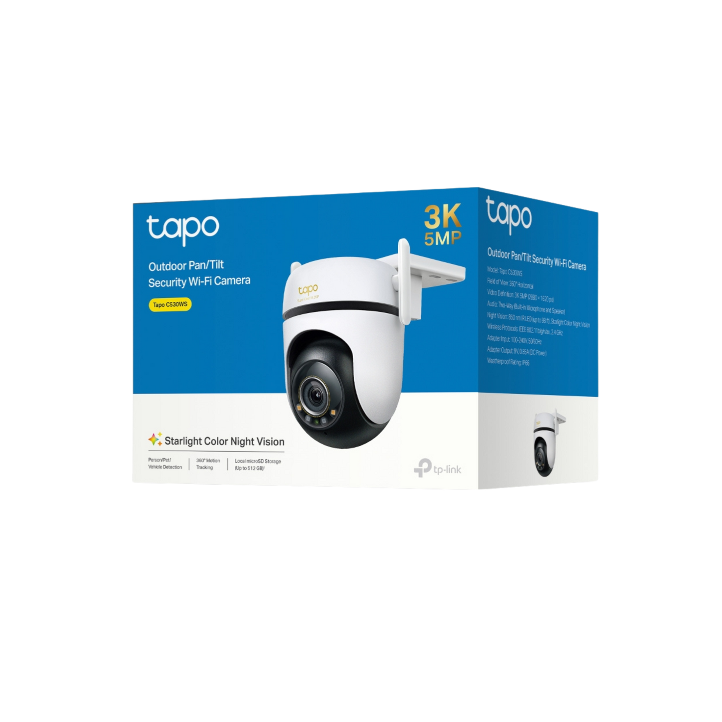 Tapo C530WS Cámara de Vigilancia Wi-Fi de 360 Grados para Exteriores con Vista 3K y Detección IA Avanzada