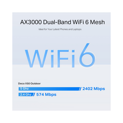 DECO TP-LINK DECO X50 OUTDOOR WI-FI 6 MESH AI AX3000 IP65 POE 1-PACK WHITE